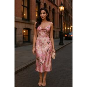 Sweet Lemon, Women’s Large Pink Floral Slip Dress